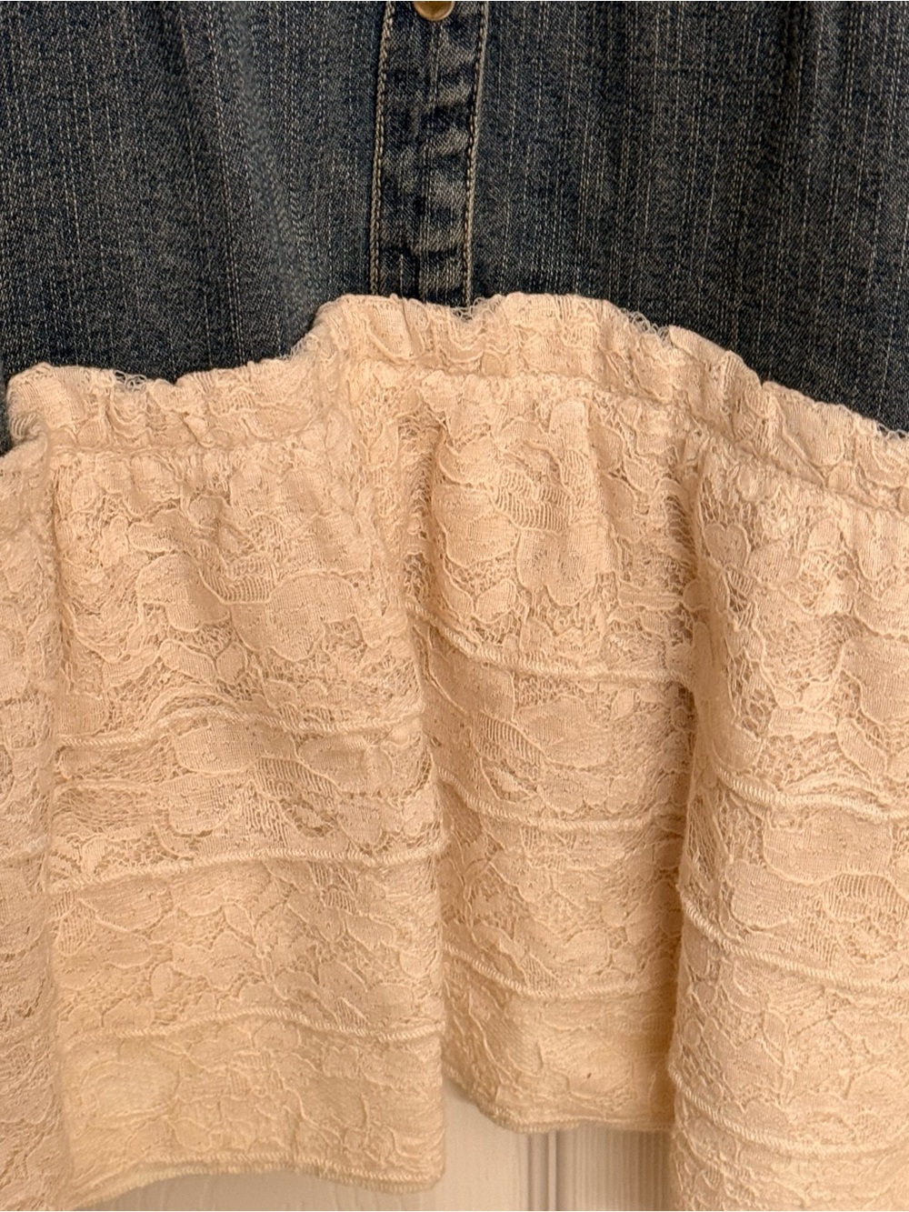 Wrangler Jean Dress trimmed with Cream colored lace bottom - Picture 4 of 11